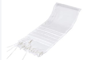 Picture of Tallis Tashbetz Wool Size 70 White Stripes Meyuchad Tzitzis 75" x 72"